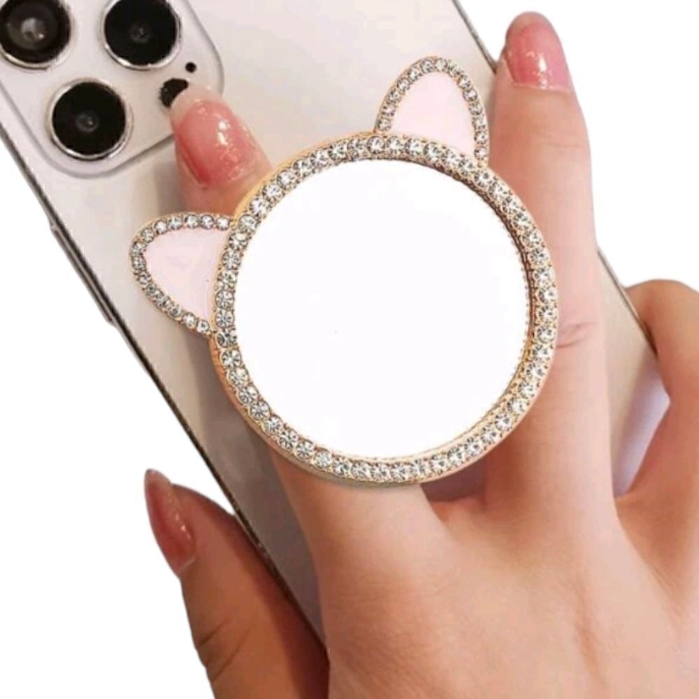 Cat Ears Shape Mirror Phone Clip Grip Holder
